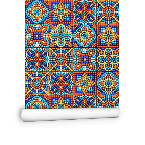 Wallpaper Panels Bold Mosaic Print Multiple Sizes, Samples Easy to Use for Any Room