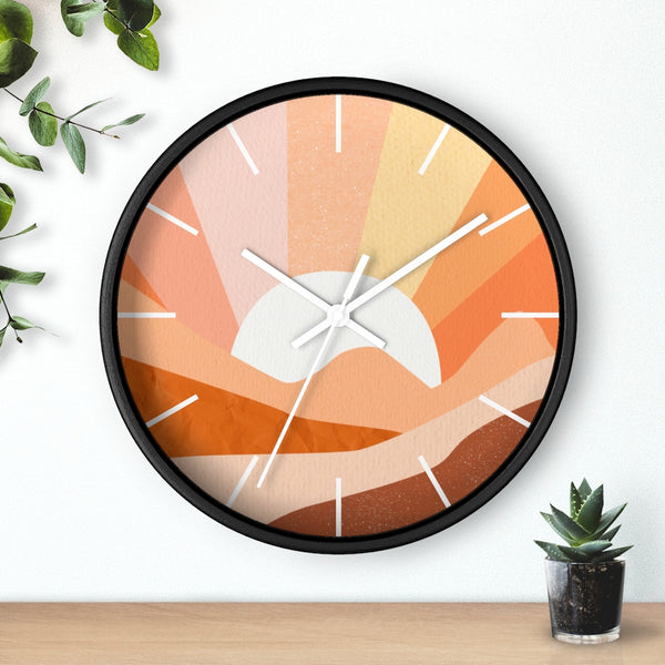 Wall Clock Silent Tick Sunrise Modern Landscape Clock for Wall Bohemian