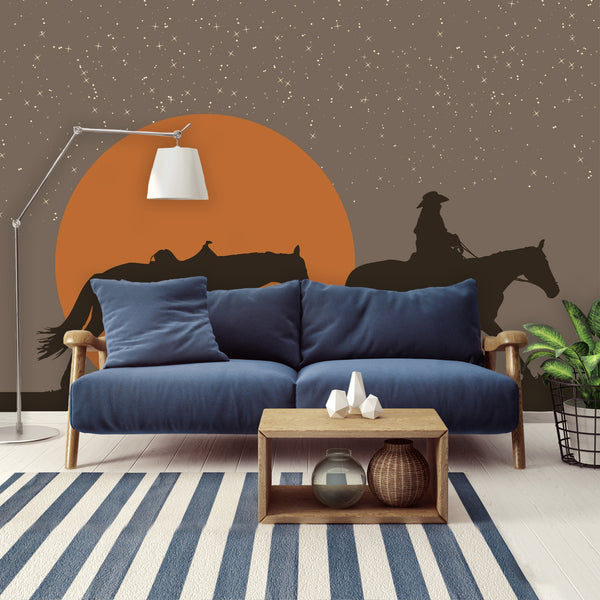 Wall Mural Wallpaper Western Rustic Cowboy Decor Wall Art Decor 4 Sizes Easy to Use, Easy to Remove