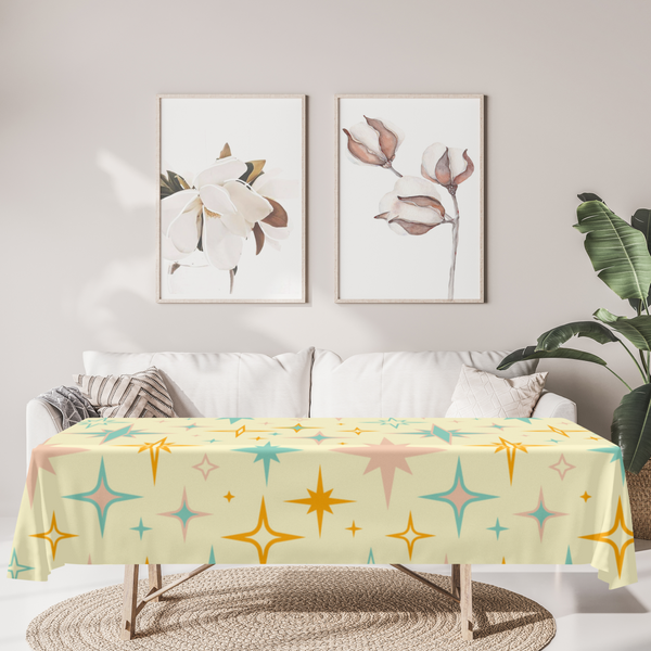 Retro Starburst Tablecloth, Kitchen Table Linens Retro Modern
