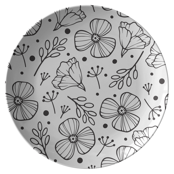 Simplistic Floral Decorative Plastic Dinner Plate