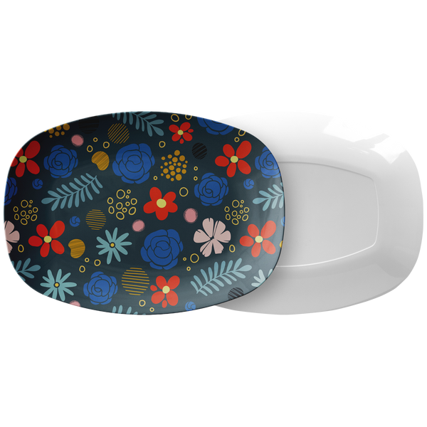 Decorative Floral Plastic Serving Platter for Entertaining