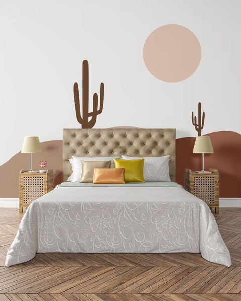 Wall Murals Desert Valley Wallpaper Home Decor Wall Decor Cactus Desert Full Moon Joshua Tree
