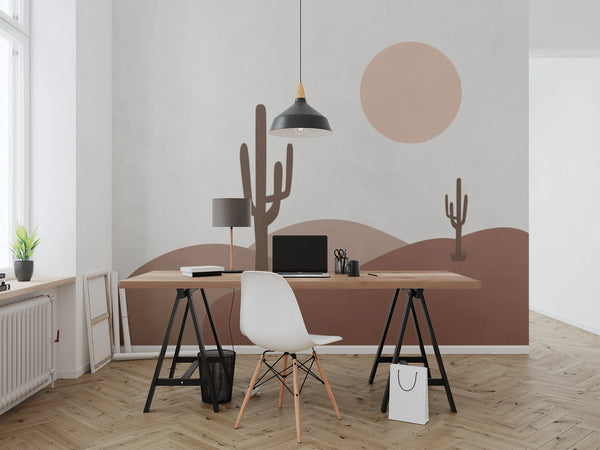 Wall Murals Desert Valley Wallpaper Home Decor Wall Decor Cactus Desert Full Moon Joshua Tree