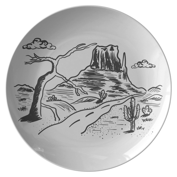 Plato de plástico para cena con paisaje desértico