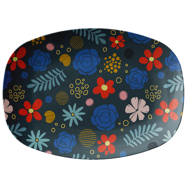 Decorative Floral Plastic Serving Platter for Entertaining
