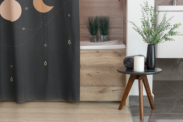Shower Curtain, Bathroom Black Moon Phases Curtain