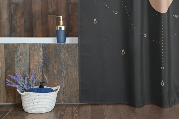Shower Curtain, Bathroom Black Moon Phases Curtain