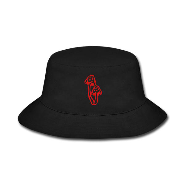 Beige Mushroom Bucket Hat - black