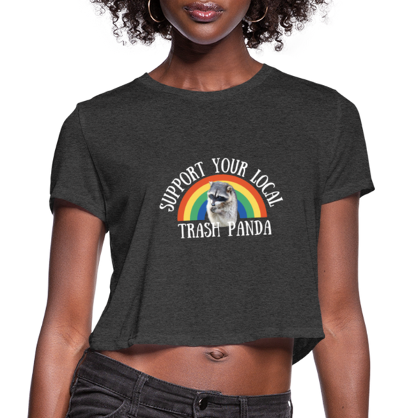 Raccoon Women's Cropped T-Shirt - deep heather