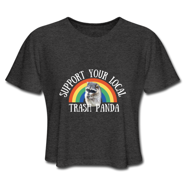 Raccoon Women's Cropped T-Shirt - deep heather