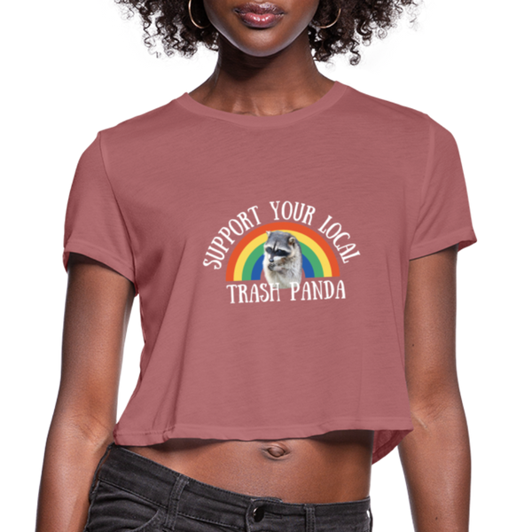 Raccoon Women's Cropped T-Shirt - mauve