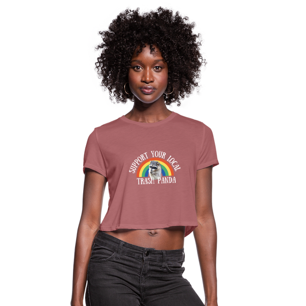 Raccoon Women's Cropped T-Shirt - mauve