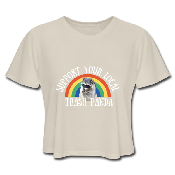 Raccoon Women's Cropped T-Shirt - dust