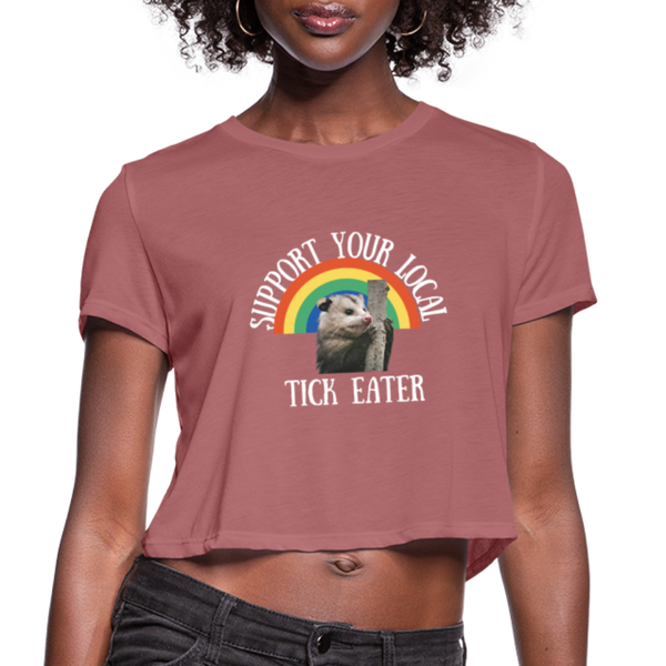 Opossum Support Women's Cropped T-Shirt - mauve