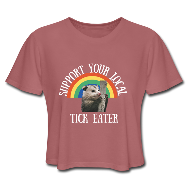 Opossum Support Women's Cropped T-Shirt - mauve