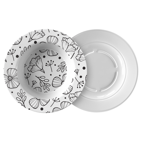 Simplistic Floral Decorative Plastic Dinner Bowl