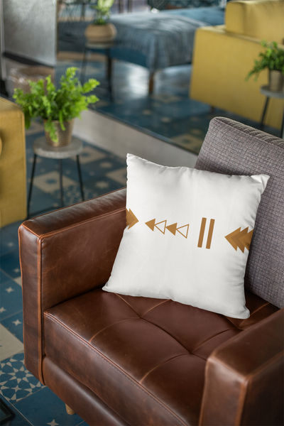 Accent Pillow, Geo Triangle Terra Cotta Brown & White