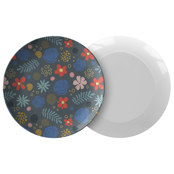 Decorative Floral Plastic Dinner Plate, One Sided Print