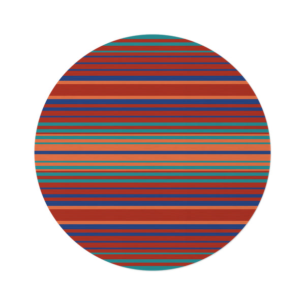 Striped Southwestern Round Rug Lakeshore Ridge, One Size