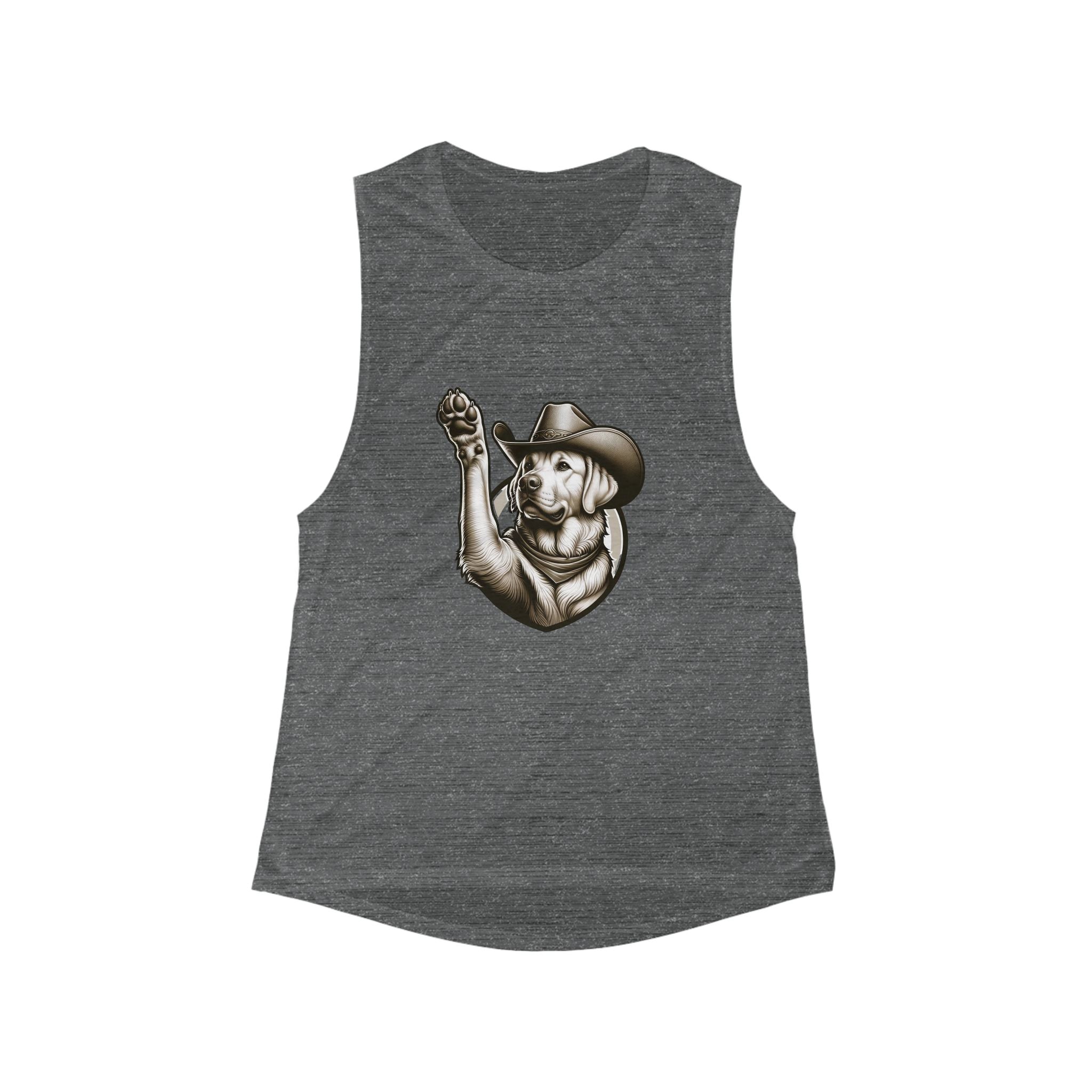 Cowboy Dog Women's Flowy Tank, Cute Animal Top, Summer Apparel, Gift for Dog Lovers, Casual Fashion, Farmhouse Style, Birthday Gift