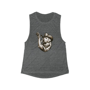 Cowboy Dog Women's Flowy Tank, Cute Animal Top, Summer Apparel, Gift for Dog Lovers, Casual Fashion, Farmhouse Style, Birthday Gift