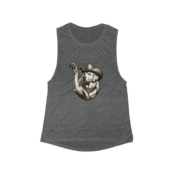 Cowboy Dog Women's Flowy Tank, Cute Animal Top, Summer Apparel, Gift for Dog Lovers, Casual Fashion, Farmhouse Style, Birthday Gift