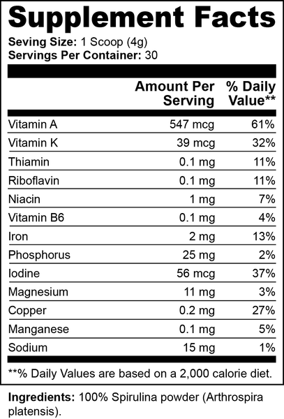 Organic Spirulina Powder, Dakoda Herbals
