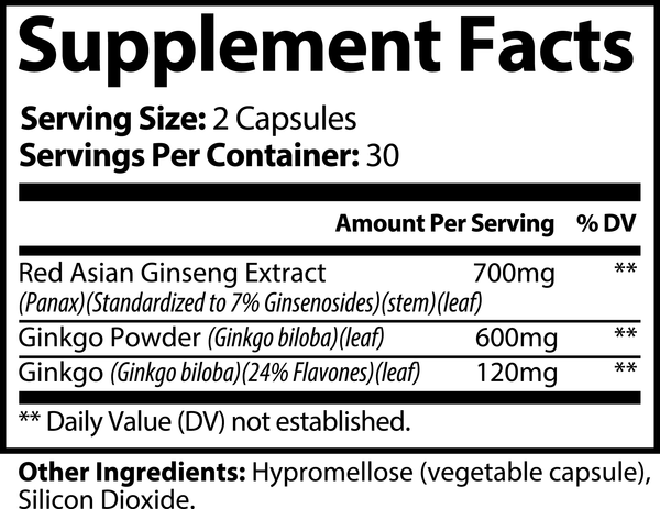 Ginkgo Biloba + Ginseng Supplement, Immune Boosting