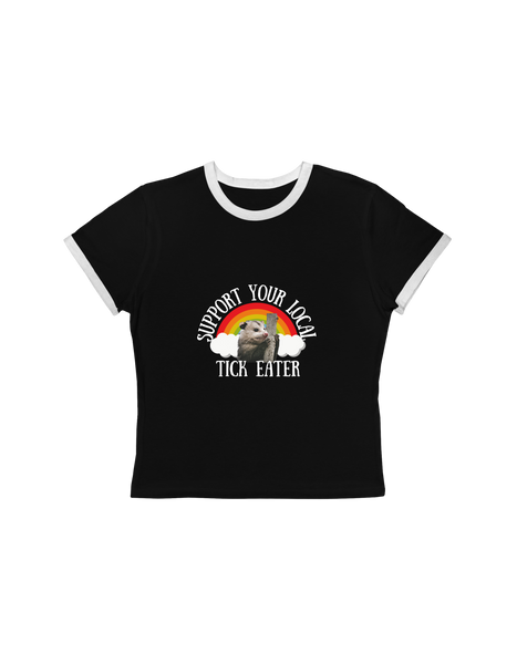 Support Your Local Tick Eater Ringer Tee,  Possum Lover T-Shirt