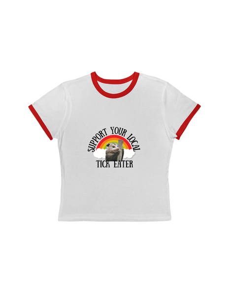 Support Your Local Tick Eater Ringer Tee,  Possum Lover T-Shirt