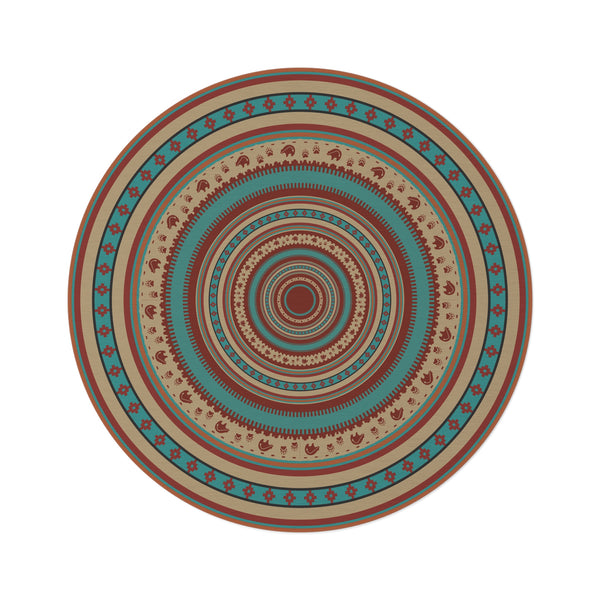 Living Room Round Rug Southwestern Boho Print Polyester Chenille One Size Accent Rug for Office Bedroom Rug