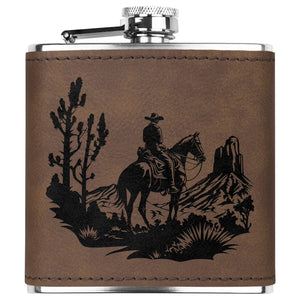 Cowboy Desert Leather Flask Gift Metal Flask