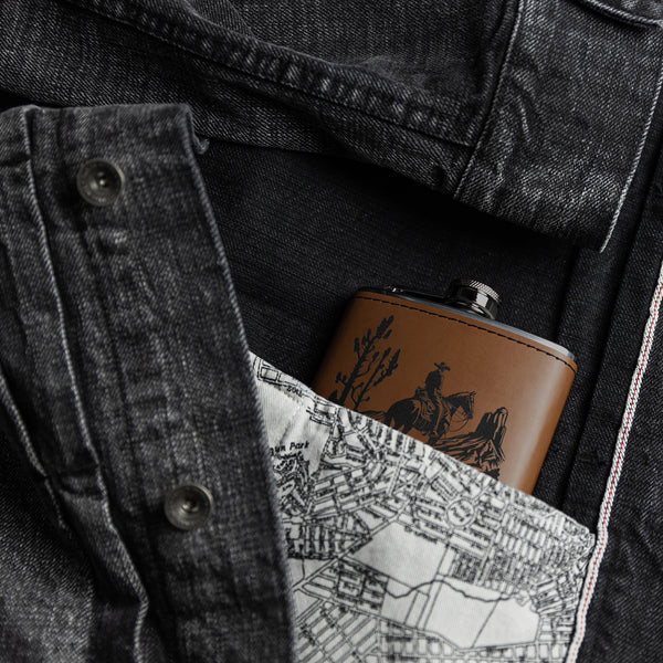 Cowboy Desert Leather Flask Gift Metal Flask