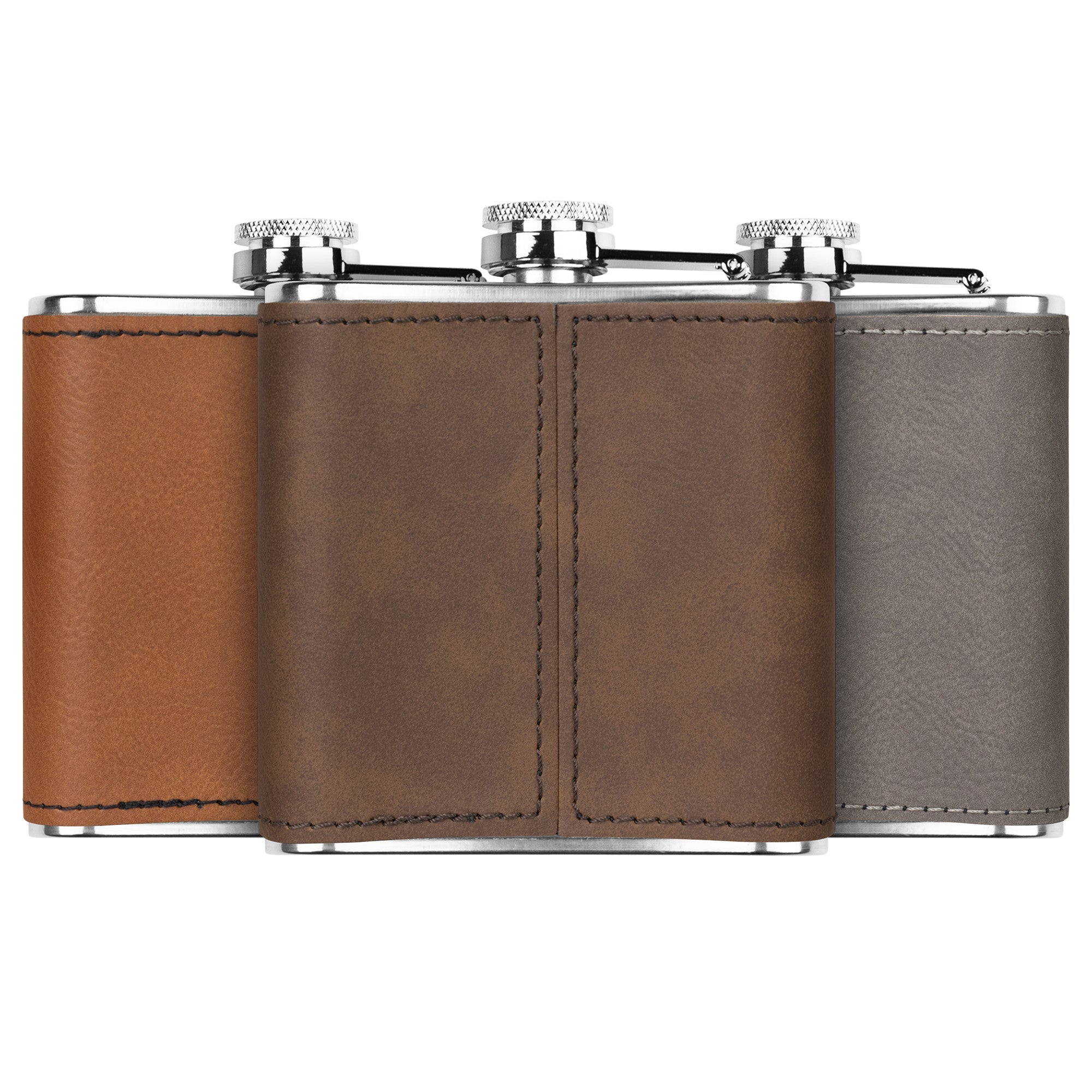 Leather Flask Running Horses Metal Flask