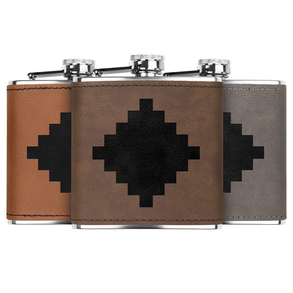 Southwestern Leather Flask Western Metal Flask