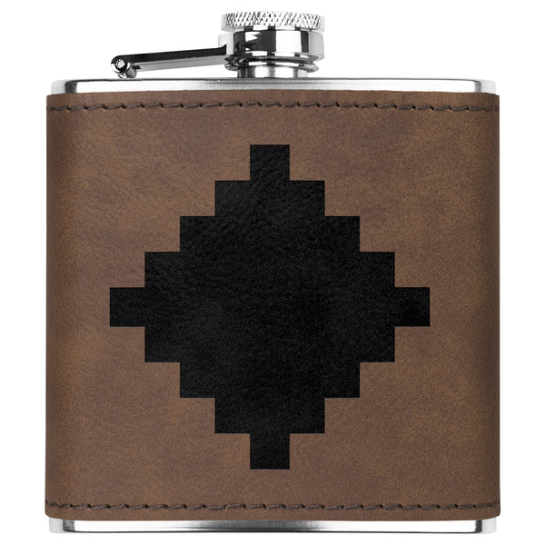 Southwestern Leather Flask Western Metal Flask