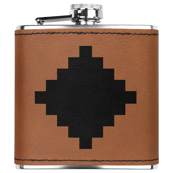 Southwestern Leather Flask Western Metal Flask