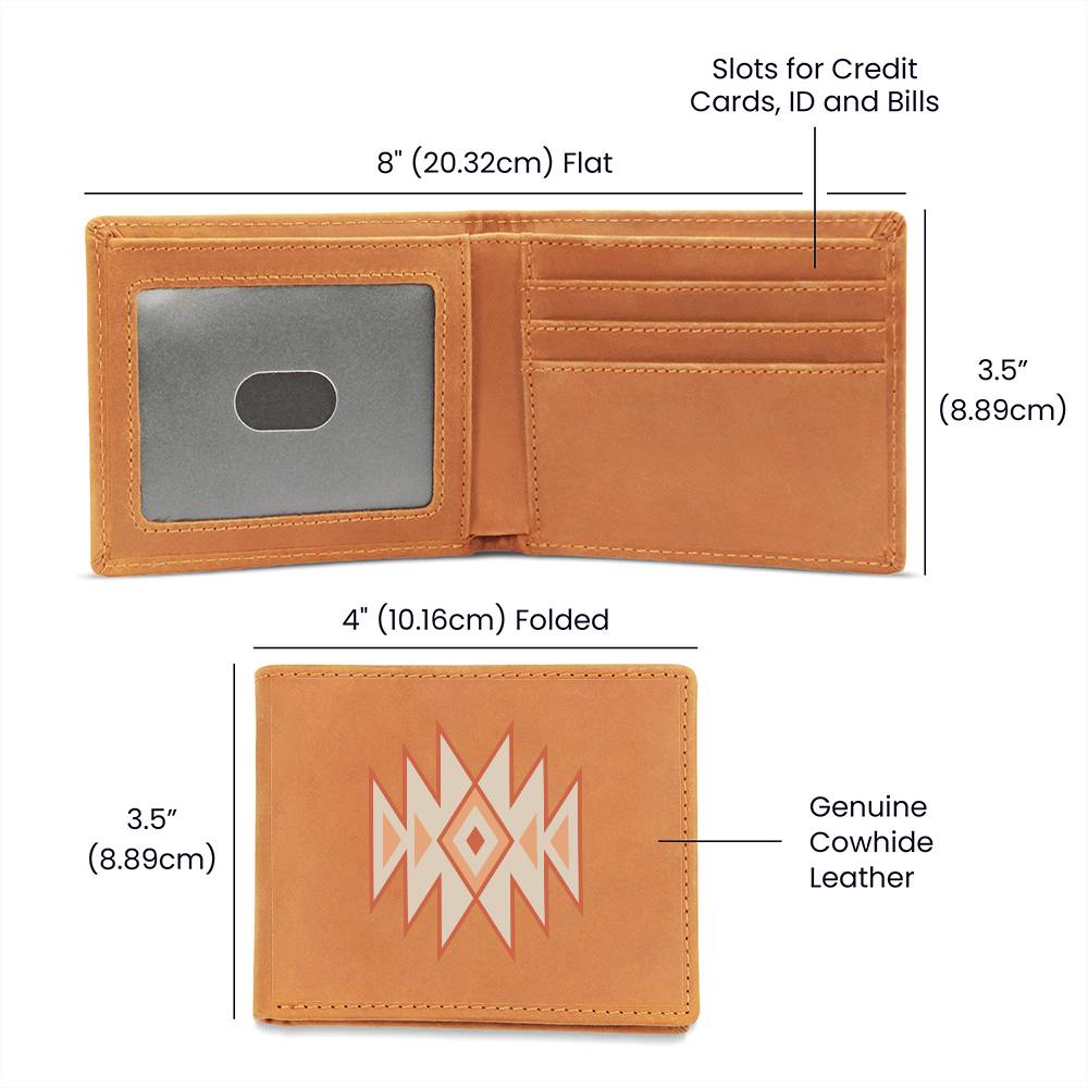 Premium Graphic Leather Wallet: Handcrafted Full Grain Cowhide Bifold for a Unique & Timeless Gift