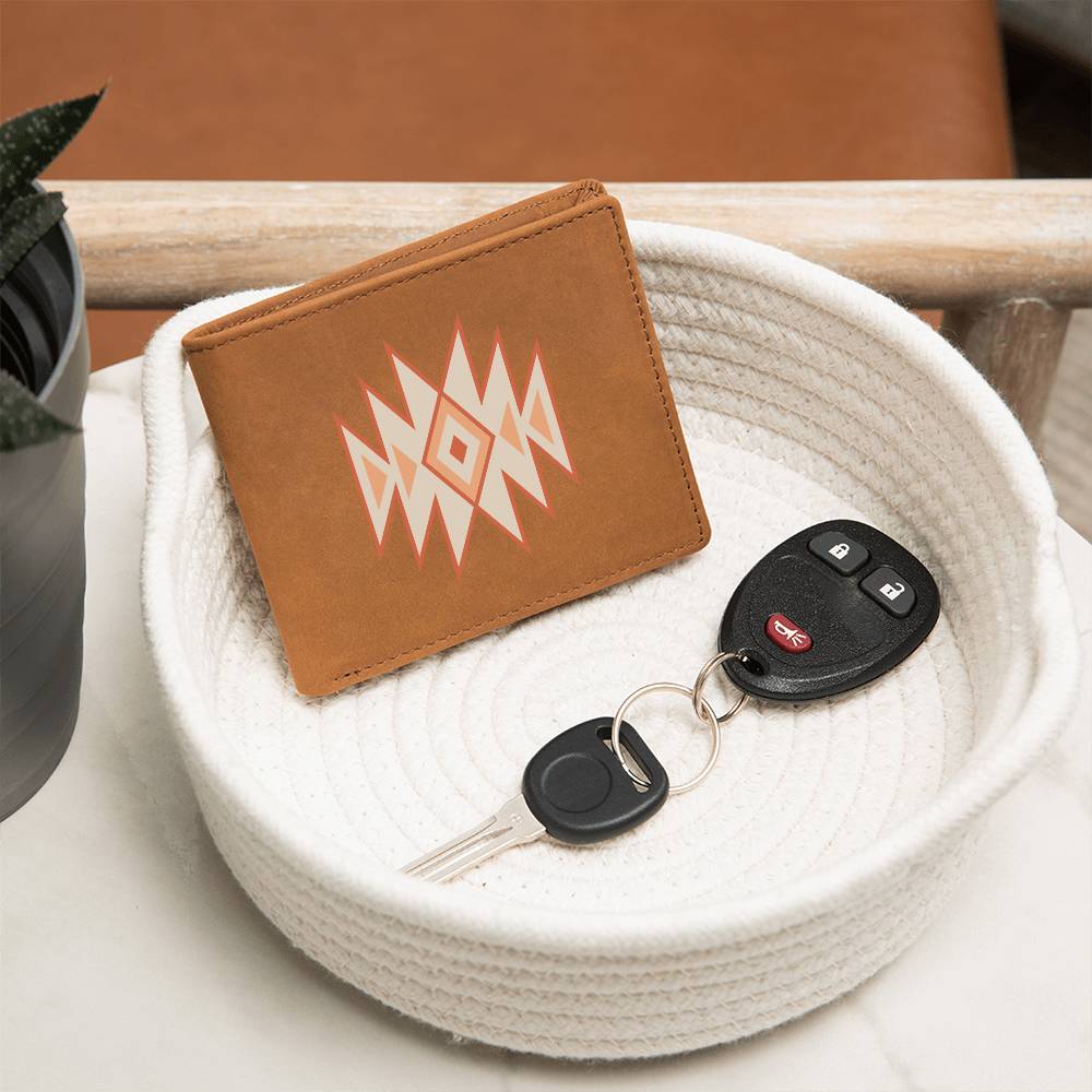 Premium Graphic Leather Wallet: Handcrafted Full Grain Cowhide Bifold for a Unique & Timeless Gift