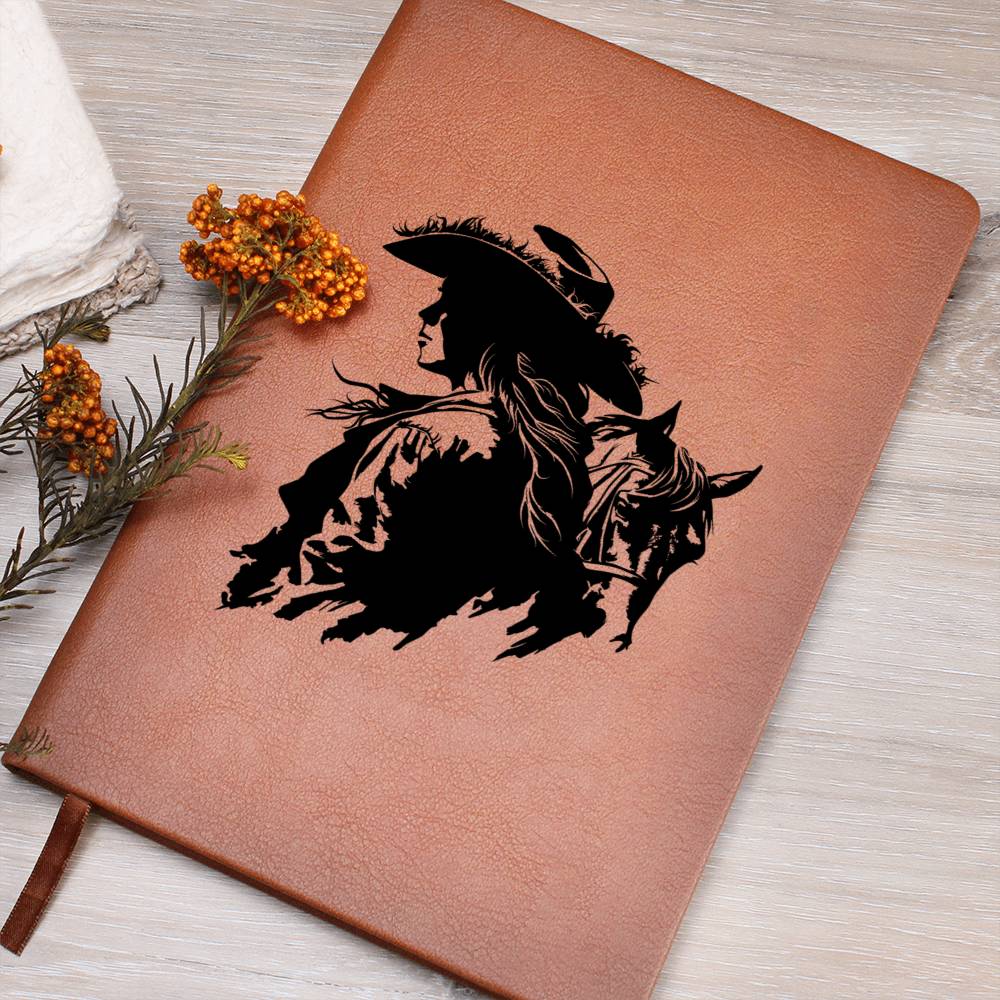 Cowgirl Vegan Leather Journal - 100 Sheet Journal Horse Lover Journal
