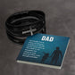 Gift for Dad Leather Cross Bracelet, Dad Birthday Christmas Gift
