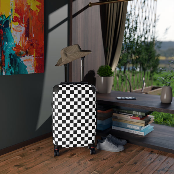 Suitcase Checkered Cabin Suitcase with Wheels Combination Lock Adjustable telescopic handle 360 Swivel Durable Hard Shell Case