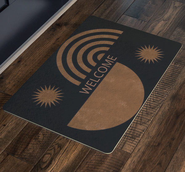 Modern Hello Goodbye Doormat, Indoor Outdoor Doormat