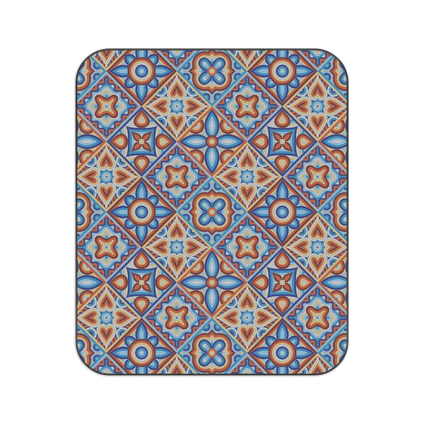 Picnic Blanket Mosaic Tile Pattern Lawn Picnic Blanket Beach Blanket with Strap One Size One Sized Print Gifts