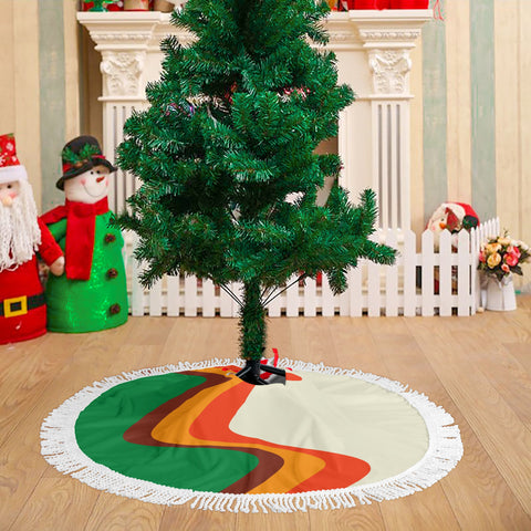Fringed Christmas Tree Skirts Groovy Holiday Pattern Tree Skirt