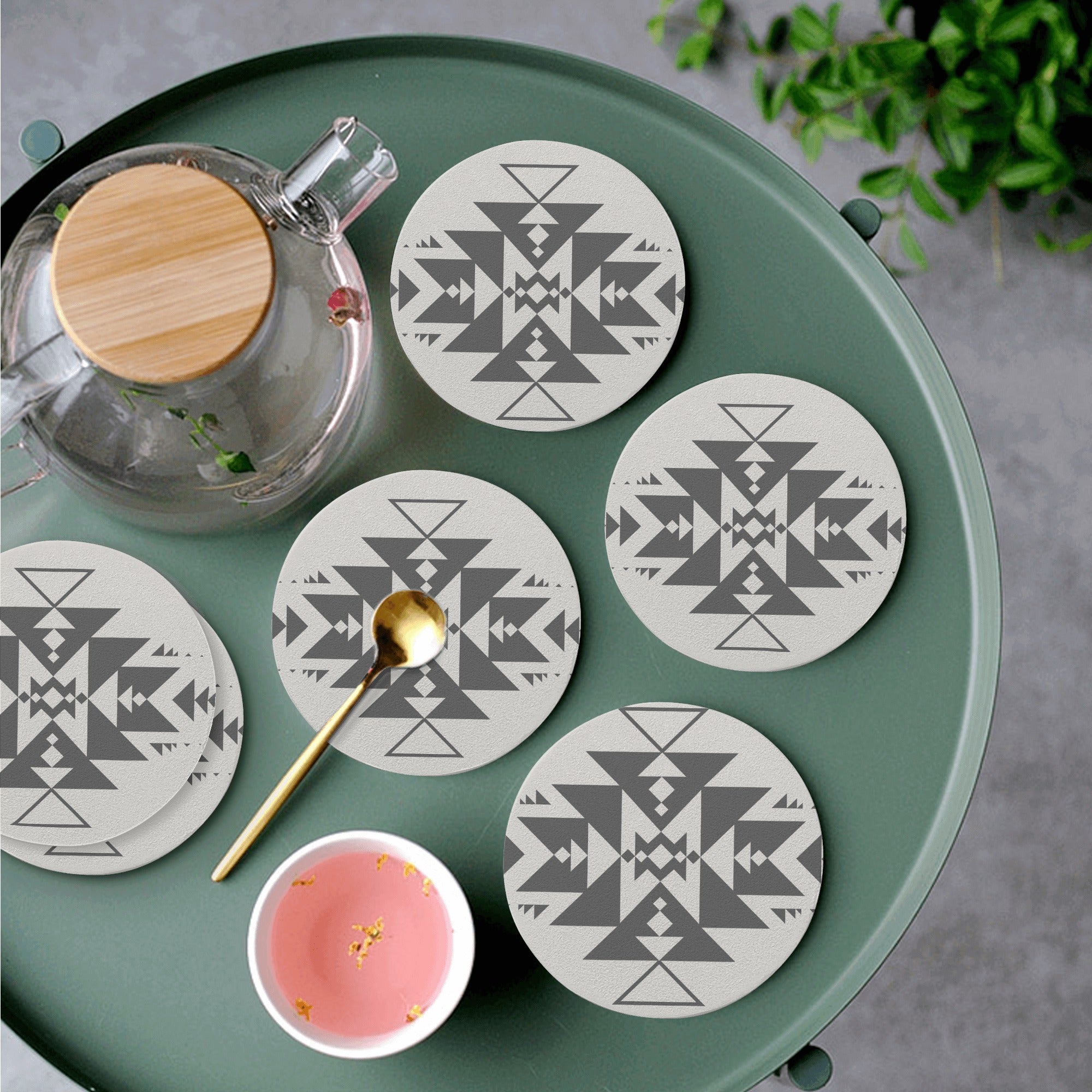 6 Pieces Coaster Set Aztec Motif Set