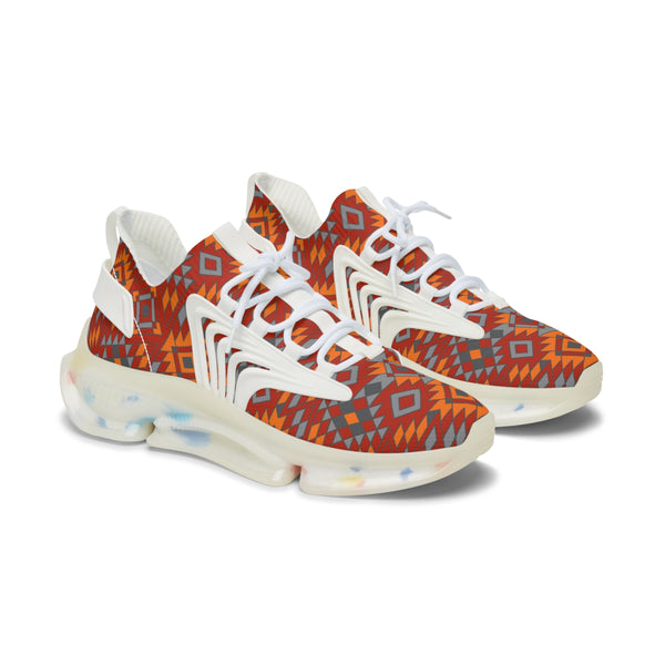 Women's Mesh Sneakers White or Black Sole Southwestern Print