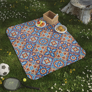 Picnic Blanket Mosaic Tile Pattern Lawn Picnic Blanket Beach Blanket with Strap One Size One Sized Print Gifts