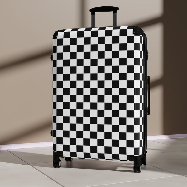 Suitcase Checkered Cabin Suitcase with Wheels Combination Lock Adjustable telescopic handle 360 Swivel Durable Hard Shell Case